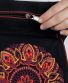 Hüfttasche Michaela Gautam Anila mit Mandala-Stickerei Schwarz-rubinrot