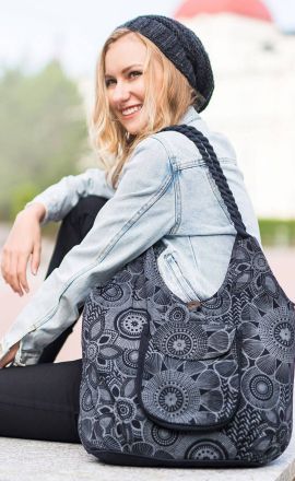 Handtasche Michaela Gautam Maxi Schwarz-grau