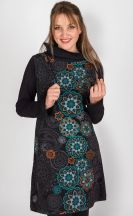 Kleid Michaela Gautam Lalita Schwarz mit Orange und Mintgrün