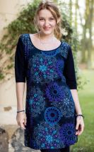 Kleid Michaela Gautam Narami mit Stickereien Schwarz-lila
