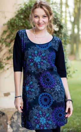 Kleid Michaela Gautam Narami mit Stickereien Schwarz-lila