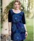 Kleid Michaela Gautam Narami mit Stickereien Schwarz-lila