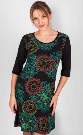 Kleid Michaela Gautam Narami mit Stickereien Schwarz-grün