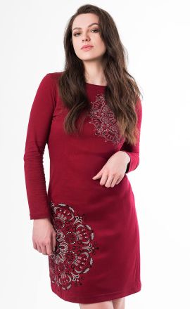 Kleid Michaela Gautam Kadhya mit gesticktem Mandala Bordeaux