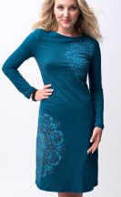 Kleid Michaela Gautam Kadhya mit gesticktem Mandala Petrol