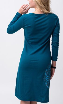 Kleid Michaela Gautam Kadhya mit gesticktem Mandala Petrol