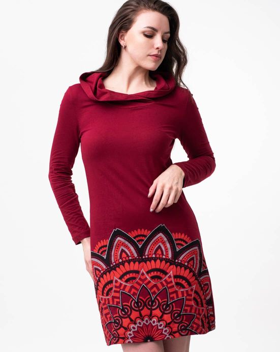 Kleid Michaela Gautam Luga mit Stickerei Bordeaux