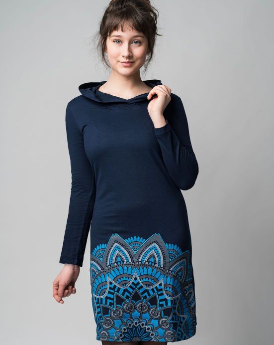 Kleid Michaela Gautam Luga mit Stickerei Navy