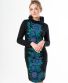 Kleid Michaela Gautam Hede Schwarz mit Türkisblüten