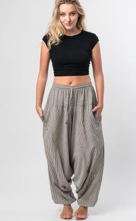 Haremshose Michaela Gautam Aladin Beige mit Streifen