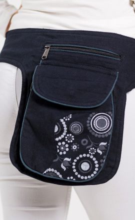 Hüfttasche Purano schwarz mit Blumen