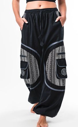 Schwarz-graue Baggy-Cargo-Hose Michaela Gautam