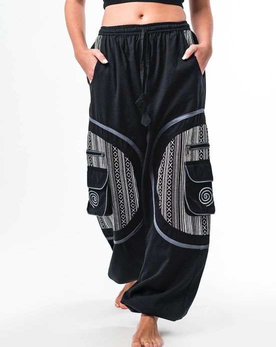 Schwarz-graue Baggy-Cargo-Hose Michaela Gautam