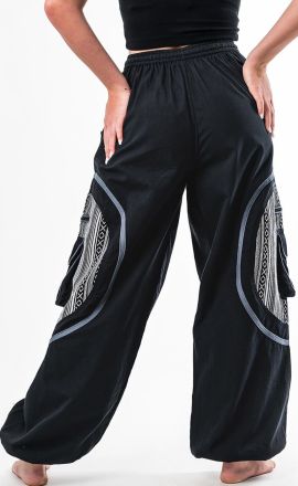 Schwarz-graue Baggy-Cargo-Hose Michaela Gautam