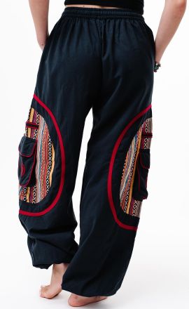 Schwarz-bordeaux Baggy-Cargo-Hose Michaela Gautam