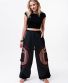 Schwarz-bordeaux Baggy-Cargo-Hose Michaela Gautam